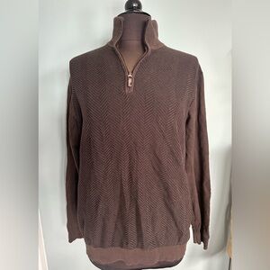 Mens Liz Claiborne Pullover Sweater 1/4 Zip Brown Large